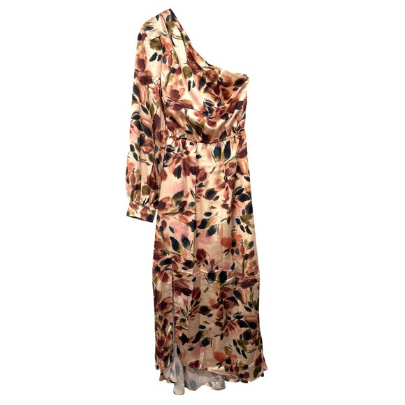 Lost + Wander Thea One-Shoulder Cream Floral Maxi Dress With Tie Waist S - Picture 1 of 6